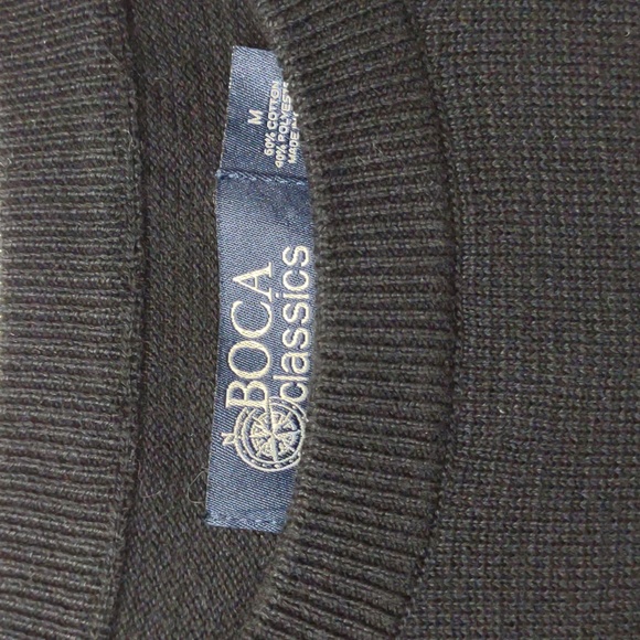 Boca Classics Men's Black Knit Long Sleeve Crewneck Pullover Lightweight Sweater - Picture 3 of 10